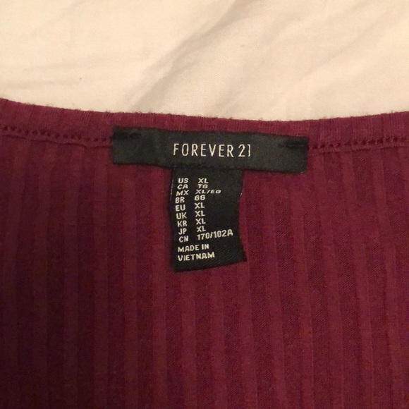 Red Ribbed Button Up Tee - Picture 3 of 3